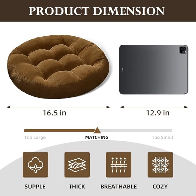 Meditation Floor Pillow Set of 2 Large Round Floor Cushions for Adults Tufted Corduroy Floor Seat Pillows Cushion for Living Room Tatami Yoga,Grass Green 22x22 Inch