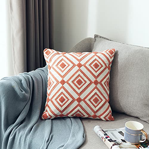 Boho Decorative Throw Pillow Cover Geometric Tufted Cotton Pillowcase Super Soft Pillow Sham Cushion Case for Sofa Couch Bedroom Living Room (Type E,18"x18") - color: Type E