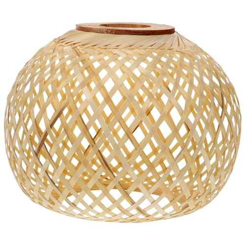 GANAZONO Woven Bamboo Lamp Shade 7.67X7.67X6.10In Rustic Pendant Light Cover Hanging Ceiling Light Lampshade for Home Decor Eye Protection Easy Installation