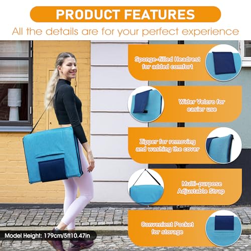 FASTMOMENT Floor Chair with Back Support 14-Position Adjustable Floor Chair Portable Ground Seating for Adults Foldable Meditation Seat with Japanese KOYO Bearings & Washable Linen Cover (Bright Blue) - color: Bright Blue & Dark Blue, style: Regular