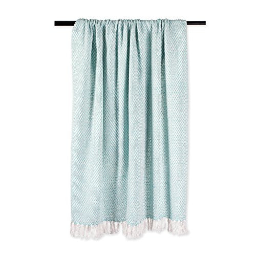 DII Woven Throw Collection 100% Cotton, Basketweave, 50x60, Aqua - color: Aqua, size: 50x60"