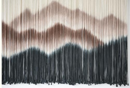 IOWER Macrame Wall Hanging 57" W x 35" L Brown Mountain Dip-Dyed Macrame Wall Decor Large Modern Fiber Art Boho Wall Decor - color: brown