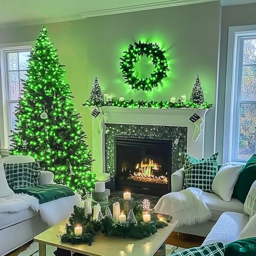 JMEXSUSS 200 LED Remote Control Green Christmas Fairy Lights, 66 ft 8 Modes Fairy Lights Indoor with Wheel, Plug in Green Light Outdoor for Halloween Christmas Decor - color: Green, size: 66FT 200LED