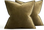 MIULEE Olive Green Velvet Throw Pillow Covers 16x16 Soft Decorative Solid Square Cushion Cases Pack of 2 Modern Luxury Home Decor for Couch, Sofa, Bedroom
