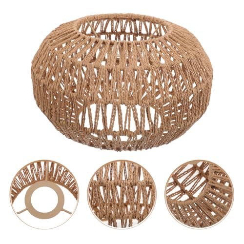 HANABASS Woven Vintage Rattan Lamp Shade 11.8 Inch Hanging Light Cover for Home Ceiling Light Bedroom Pendant Lampshade Boho Style