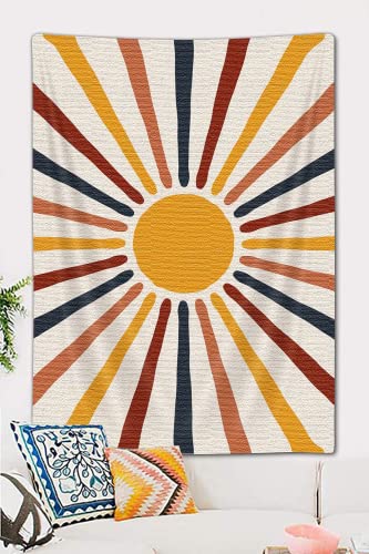 Bohemian Sun and Moon Vertical Tapestry, Vintage Abstract Rainbow Aesthetic Tapestry Wall Hanging for Bedroom, Retro 70s Mid Century Modern Art Tapestries Poster Blanket College Dorm Decor (60"X80") - color: Sun-1, size: 80"L x 60"W