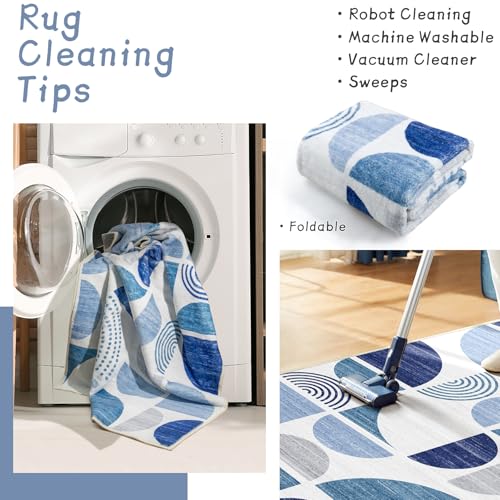 MUJOO Blue Small Rug Washable,2x3 Area Rugs for Entryway Bathroom Entry Entrance Bedroom Kitchen,Front Door Mat Boho Throw Carpet Non Slip Indoor Soft Modern Abstract Navy Blue - color: Blue and Grey, size: 2' x 3' (Rectangular)