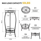 2 Pack Plant Stand Indoor Outdoor, 27.1" Tall 2-Tier Metal Plant Stand, Heavy Duty Plant Holder with Rustproof Finish, Space-Saving Corner Plant Shelf for Patio, Balcony, Garden & Living Room