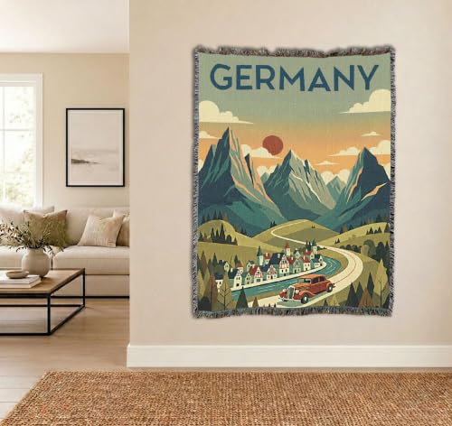 Pure Country Weavers Germany Travel Blanket - Gift Tapestry Throw Woven from Cotton - Made in The USA (72x54) - color: Germany Travel, size: 72x54