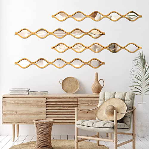 Qunclay Teardrop Mirror Wall Art Decorative Mirror Wall Decor Long Narrow Hanging Art for Apartment Living Room Bathroom Bedroom Entryway(Gold,4 Pcs) - color: Gold