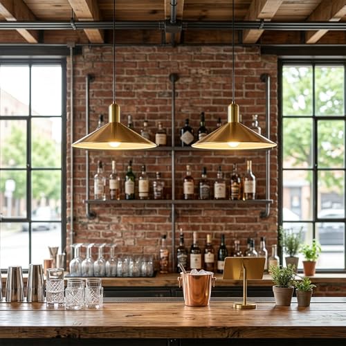 KCO Lighting Mid Century Modern Dome Pendant Light Large Farmhouse Island Lighting Gold Barn Pendant Lights Brass Kitchen Hanging Lights - color: Gold