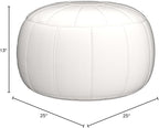 Unstuffed Pouf Foot Stool Round Decorative Leather Ottoman Cushion Storage seat or for Resting Your Feet on, Floor Chair Foot Living Room Bedroom Kids Room and Wedding (White)