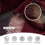 Cozy Wool Blanket, 100% New Zealand Wool, Tartan Design, Red & Blue, 67 x 79 in, Queen Size - color: Red and Blue