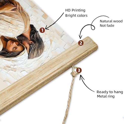 ABoby Jesus Embracing Woman Poster, Safely in the Arms of Jesus Wall Art Decor, Christian Painting for Living & Prayer Room - color: Jesus Hug