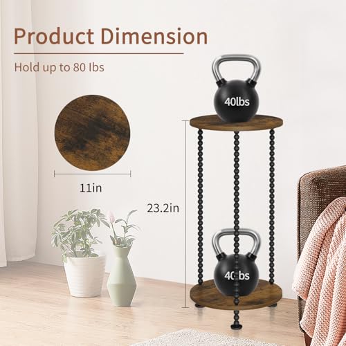 YINMIT Plant Stand Indoor, 2 Tier Small Plant Stand, 23" Tall Metal Spindle Poles Plant Stands, Corner Flower Pot Stand, Plant Tables Indoor, Planter Pot Holder for Balcony Garden Patio Living Room - color: Brown, size: 23.2 In