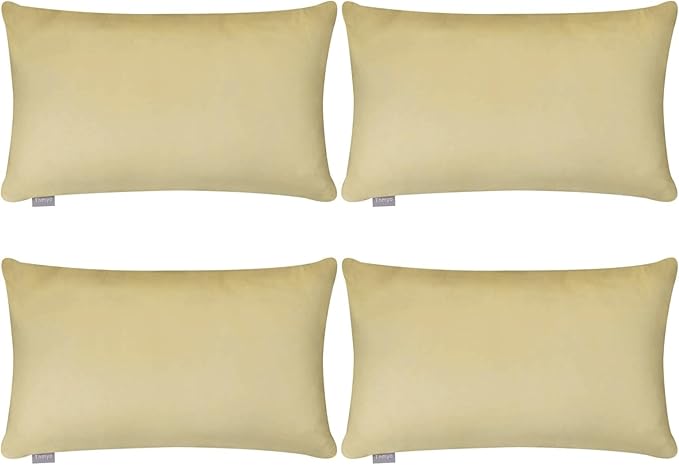 4-Pack 100% Cotton Lumbar Comfortable Solid Decorative Throw Pillow Case,Thmyo Rectangle Cushion Cover Pillowcase Sublimation Blank Pillow Covers DIY Throw Pillowcase(12x20inch/30x50cm, Khaki)