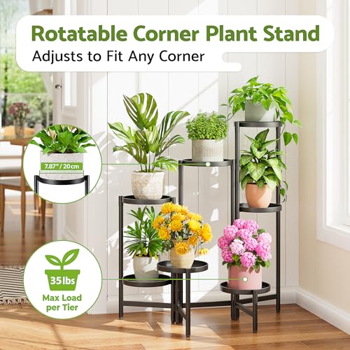 7 Tiers Plant Stand Indoor for Multiple Large Planter, Tall Tiered Folding Plant Rack Outdoor with Rustproof 10 Inch Wide Tray, Plant Shelf for Corner Living Room - BlackDisk - color: BlackDisk, size: 7-tiers