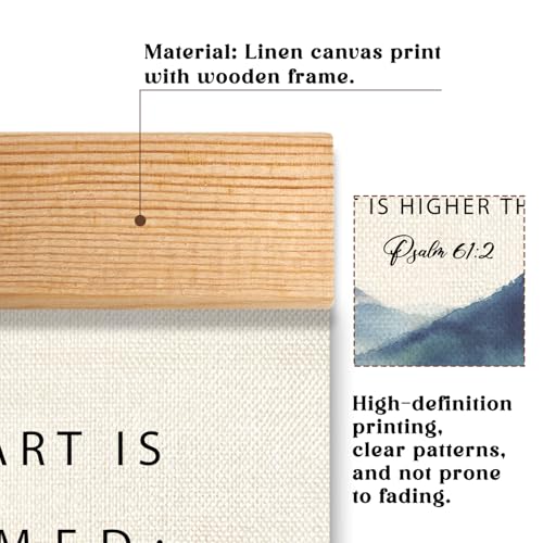 Inspirational Christian Bible Verse Wall Art Decor,Christ Motivation Wall Art Framed Decor,Psalm 61:2 Mountain Landscap Canvas Poster for Bedroom Living Room Office 14x18.5inch - color: Green-Psalm 61:2