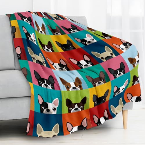 Throw Blanket for Couch, 300GSM Warm Soft Cozy Flannel Blanket, Cute Blanket for All Seasons Bedroom Home Decor Gifts, Colorful Funny Dogs 50x60 Inches - color: Colorful Funny Dogs