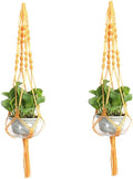 Set of 2 Macrame Plant Hanger Nylon Rope Wall Hanging Planter Basket for Indoor Outdoor Flower Pot Plant Holder Wall Art Vintage-Inspired Home Decor, with Metal Ring 4 Legs 39 inch (Orange)