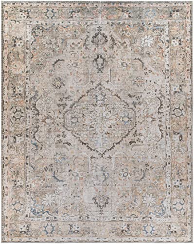 Hauteloom Standon Machine Washable Runner Rug - Medallion Floral Distressed Border - Traditional Oriental Transitional Oushak Vintage - Grass Green, Terracotta, Charcoal, Beige, Cream - 2'7" x 7'3" - color: Grass Green, Terracotta, Charcoal / Standon, siz