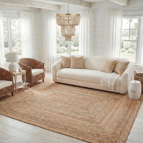 SAFAVIEH Area Rug 6x9 - Cape Cod Collection - Natural Brown, Handmade Braided Flat Weave Jute (CAP252A) - size: 6' x 9' (Rectangular)