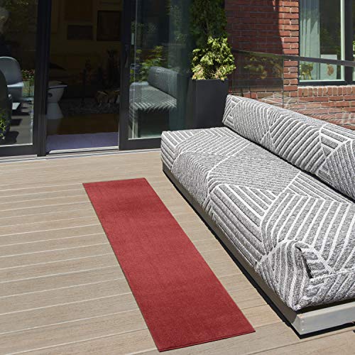 Nourison Home Nourison Essentials Brick Red 2'2" x 7'6" Area Rug - Easy Clean, Non Shedding, Bed Room, Living Room, Dining Room, Kitchen (8' Runner) - color: Brick Red, size: 2'2" x 7'6" (Runner)