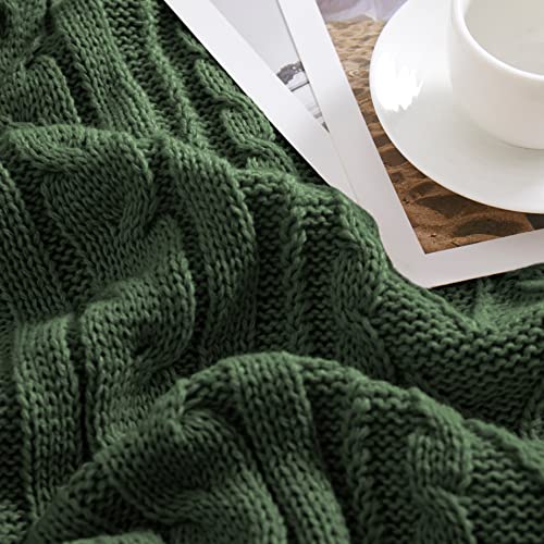 Aormenzy Green Cable Knit Throw Blanket Oversized 60" x 80" Super Soft Comfy Knitted Blanket for Couch Bed Sofa, Twin Size - color: Forest Green, size: 60" x 80", Twin