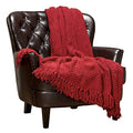 Chanasya Premium Textured Knit Throw Blanket with Tassels - Soft, Cozy Blanket for Couch, Bed, Living Room - 50" x 65” - Red - color: Maroon A(red)