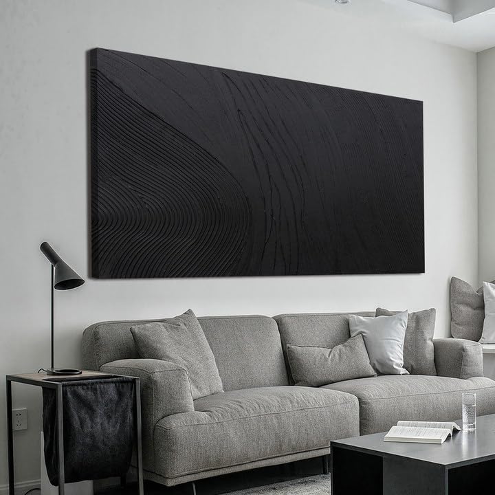 Canvas Wall Art Decor Modern Textured Wall Art Decor Canvas Art Wall Decor Black Silence Wall Painting Decorations Artwork Wall Art Prints for Room Living Room Bedroom Office Decor 24"X48" - color: Black, size: 48"L x 24"W