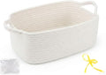 Gift Basket Empty with Handles, 12x8x5 inch - Small Cute Woven Rope Basket for Baby Nursery, Kids Toys - With Gift Bag & Ribbon, Perfect for Wedding, Birthday Gifting (Cream White, 1PC)