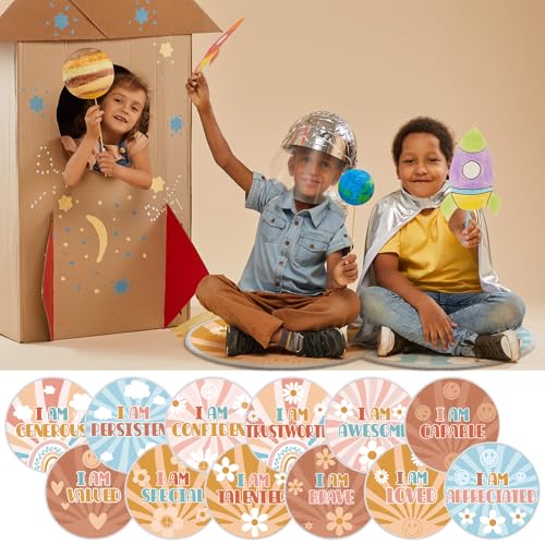 Tinideya 12 Pcs Kids Carpet Circle Seats for Class 16 Inch Round Classroom Rug Back to School Floor Cushions Soft Educational Mat Non Slip First Day of School Learning Playing Areas(Motivational) - style: Motivational