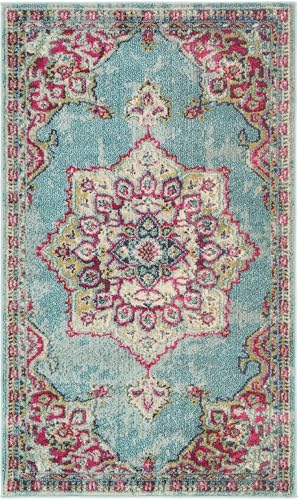 Rugs.com Fleur Collection Rug – 3' x 5' Light Blue Medium-Pile Rug Perfect for Entryways, Kitchens, Breakfast Nooks, Accent Pieces - color: Light Blue 11, size: 3' x 5' (Rectangular)
