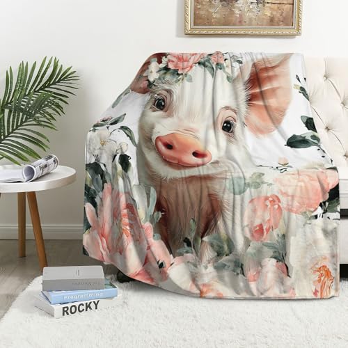 Pig Throw Blanket Cute Animal Warm Pigs Decor Soft Flannel Blanket Pig Gifts for Kids Boys Girls Men Women 30" X 40" - color: Pig, size: 30"X40"