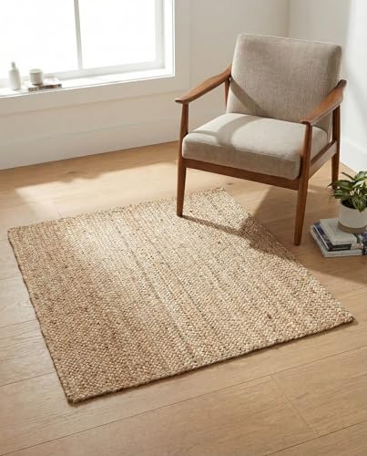 Rugs.com - Braided Jute Rug – 3 Ft Square Natural Jute Rug – Eco-Friendly Coastal Style for Entryways and Kitchens - size: 3'3" x 3'3" (Square)