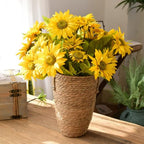 Toyvian Large Woven Plant Basket Boho Straw Flower Pot Indoor Outdoor Decorative Planter for Living Room with Handwoven Rattan Design