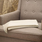 CUDDLE DREAMS Premium Cashmere Throw Blanket with Fringe, Luxuriously Soft (Ivory) - color: Ivory