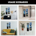 PLIGREAT 2 Pack Starry Night Tapestry with Tassels, Blue Oil Painting Art Wall Hanging Vertical Long Narrow Home Wall Tapestry for Bedroom Living Room Bathroom Dorm, 52" x 13" - color: blue,yellow