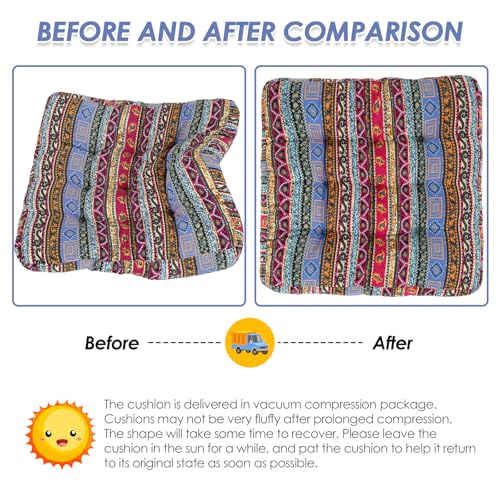 Boho Floor Pillow, Large Meditation Pillows for Adults, Meditation Mat Washable, Soft Meditation Cushion for Yoga Living Room Tatami Sitting Home Decor (Style 1)