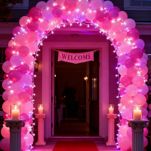 JACUXLSS Pink Cherry Blossom Flower Lights String Indoor Decor, 33Ft 100 LED Decorative Hanging Hot Aesthetic Fairy Floral Lamp for Bedroom Decorations When Valentine's Day, Wedding Party, Christmas - color: Pink