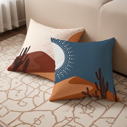 Sun and Moon Western Pillow Covers 18x18, Abstract Western Sunshine Desert Pillow Covers, Boho Western Decor, Boho Room Home Decor, Western Home Room Decor, Set of 2 - color: Sunandmoon-01