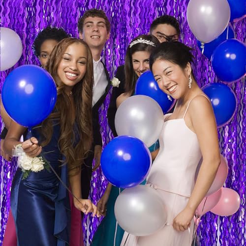 Tinsel Foil Fringe Curtains Wavy Backdrop for Parties Sparkle Metallic Wavy Foil Fringe Backdrop Curtain for Party Decorations Photo Booth Props for Birthday Graduation Wedding - color: Purple, size: 5 Pack