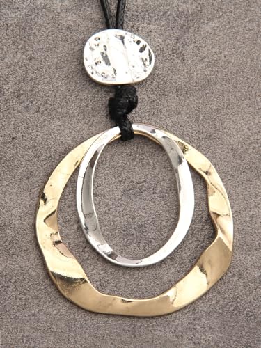 Leather Necklace for Women Long Boho Pendant Hippie Choker Necklace Bohemian Layered Leather Rope Wooden Jewelry Gifts - style: Cord Pendant Necklace