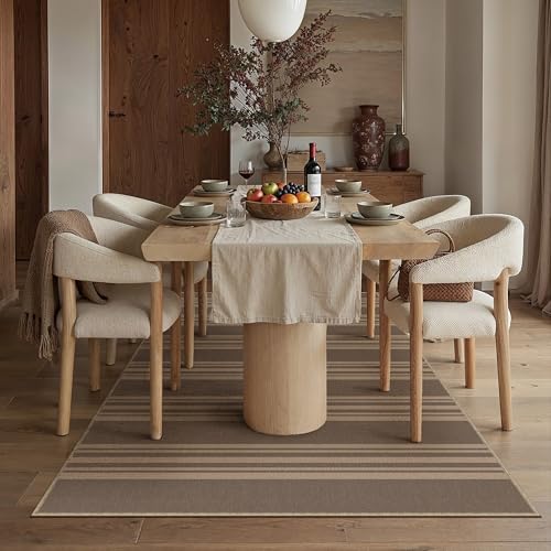 PureCozy Striped Easy Jute Rug 3x5 Nature Entryway Carpet Washable Non Slip Office Door Mat Farmhouse Neutral Non Shedding Small Indoor Outdoor Rug for Bathroom Kitchen Bedroom Living Room - color: Nature/Striped, size: 3' x 5' (Rectangular)