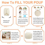 Asuprui 20x14 Inch Unstuffed Ottoman Pouf Cover – Lightweight Foot Rest, Floor Bean Bag Chair, Storage Pouf for Living Room, Bedroom & Balcony (Filler Not Included) (Cream) - color: Cream