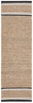 SAFAVIEH Natural Fiber Collection Runner Rug - 2'6" x 8', Natural & Black, Handmade Farmhouse Boho Coastal Rustic Jute, Ideal for High Traffic Areas in Living Room, Bedroom (NF874B) - color: Natural/Black, size: 2'6" x 8' (Runner)