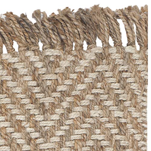 SAFAVIEH Natural Fiber Collection Accent Rug - 3' x 5', Bleach & Natural, Handmade Chevron Fringe Jute, Ideal for High Traffic Areas in Entryway, Living Room, Bedroom (NF458A) - size: 3' x 5' (Rectangular)