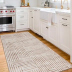 ReaLife Rugs Machine Washable Area Rug Runner - Living Room Bedroom Bathroom Kitchen Entryway Office - Non-Slip Baking Low Pile Stain Resistant Premium - Modern Geometric - Finn - Beige 2'6" x 6' - color: Finn - Beige, size: 2'6" x 6' (Rectangular)