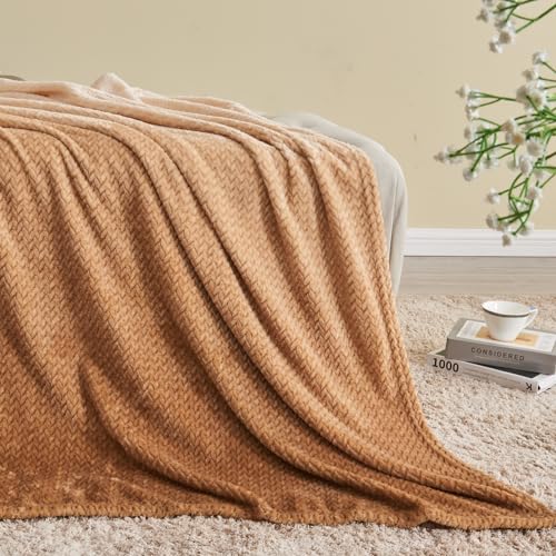 NEWCOSPLAY Super Soft Twin Blanket Ombre Brown Premium Silky Flannel Fleece Leaves Pattern Lightweight Bed Blanket All Season Use (Ombre Brown, Twin(60"x80")) - color: Ombre Brown, size: Twin(60"x80")