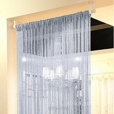 ave split Decorative Door String Curtain Wall Panel Fringe Window Room Divider Blind Divider Tassel Screen Home 100cm*200cm (Silver18) - color: Silver18